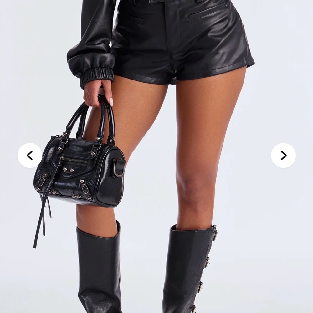 Feeling Some Type Of Way Faux Leather Micro Trouser Short - Black